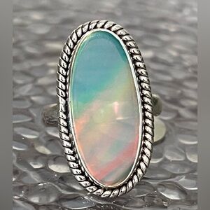 Genuine Aura Opal 🆕 925 silver size 7.5 ring